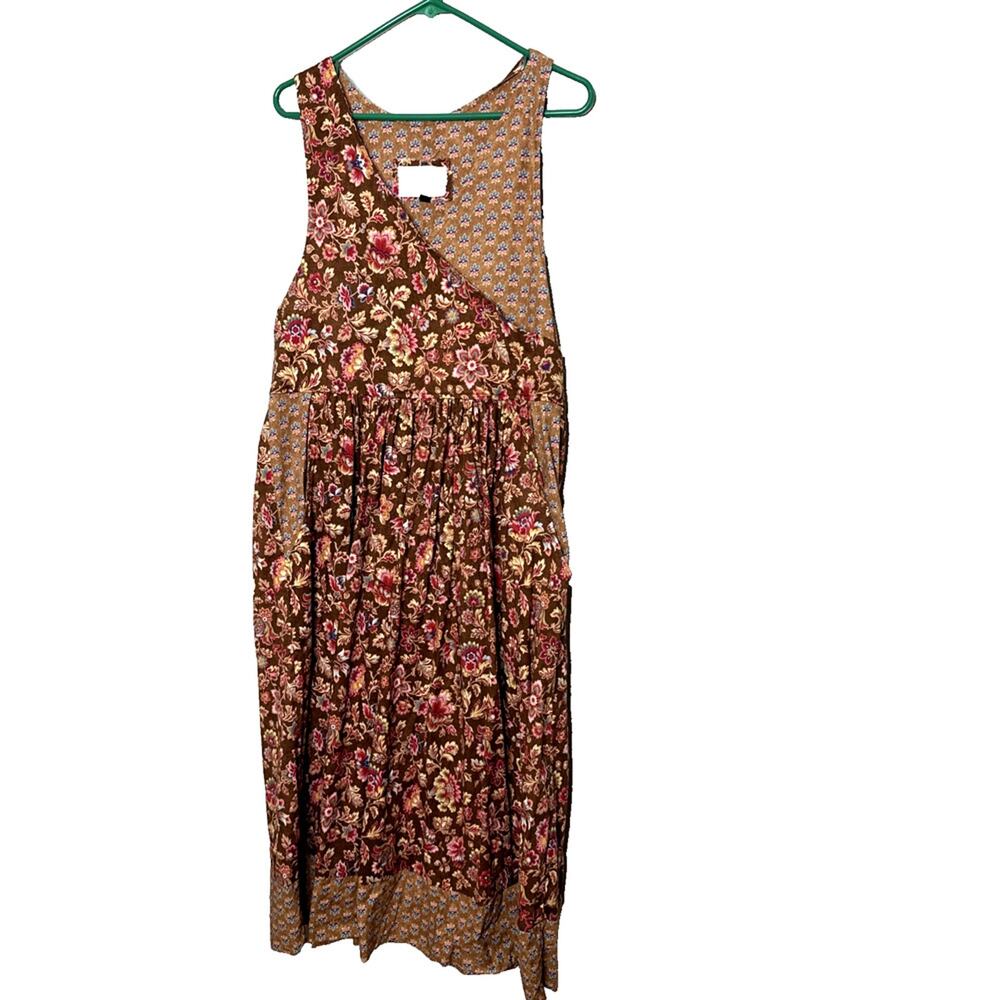 Dee's Design Handmade Faux Wrap Dress Floral M Garden Jumper Dee Lampson Brown